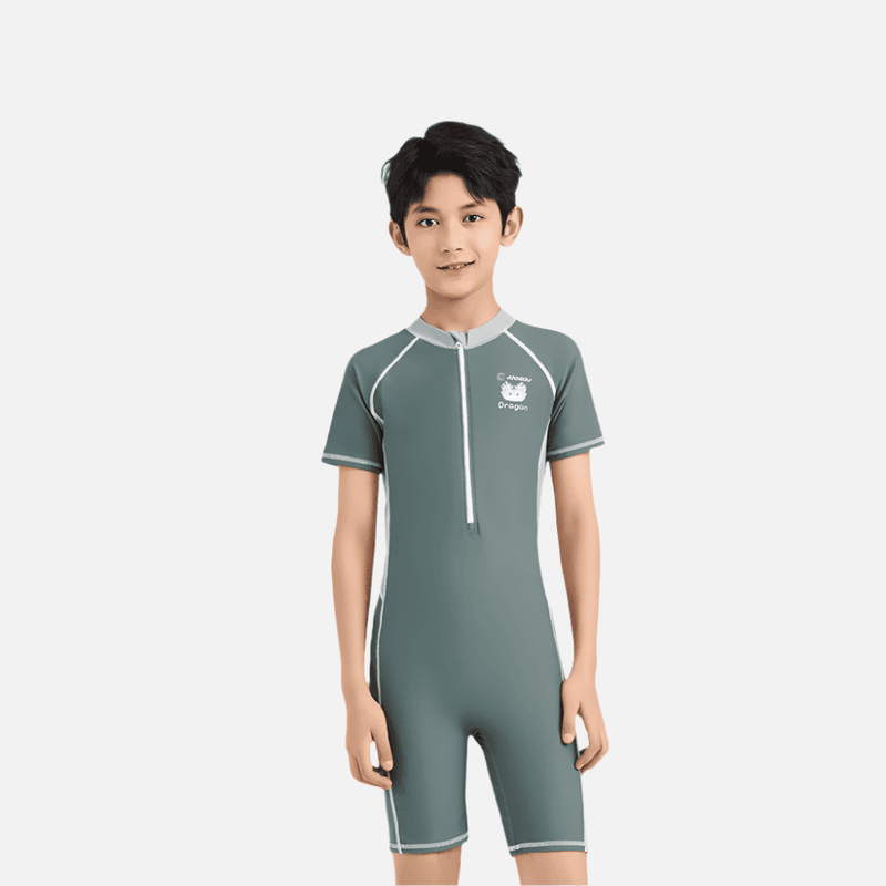 Boys' UPF 50+ Rash Guard Swimsuit in Green