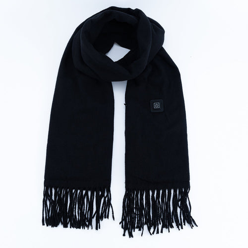 Black Fringed Heated Scarf