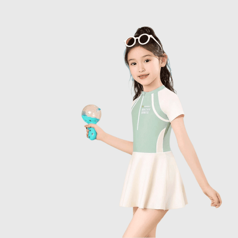 girl's green upf 50+ swim dress