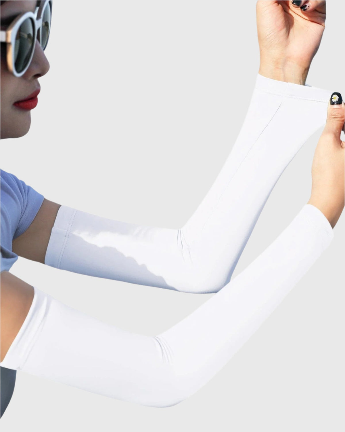 white Sun Protection Arm Sleeves
