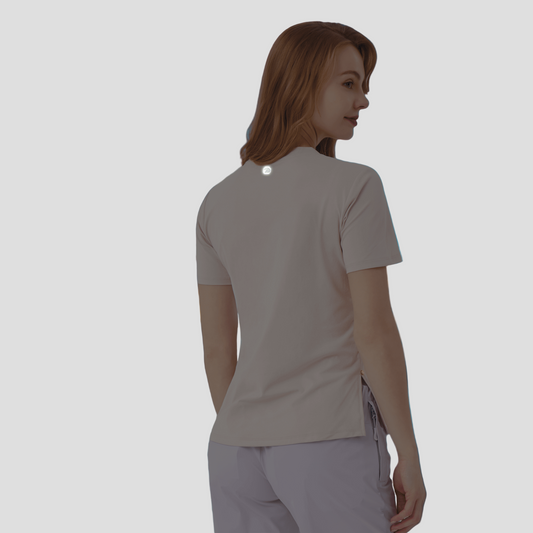 women's black UPF 50+ Drawstring T-Shirt by Anniou with refelctive logo