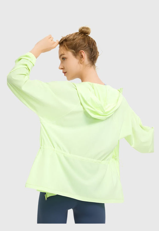 light green hooded uv sunscreen jacket