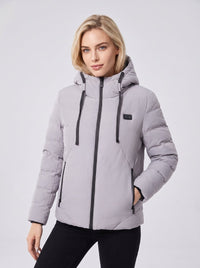 womens #grey Heated Hooded Padded Jacket
