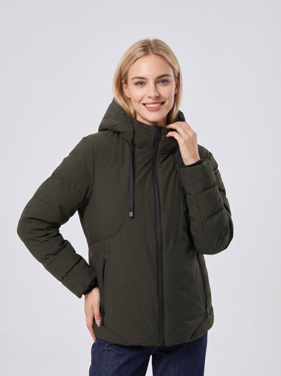 #navygreen 11 Area Heated Hooded Padded Jacket