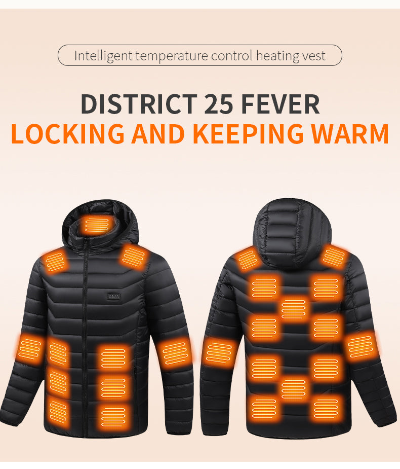 25 heat zone black Quilted Heated Jacket
