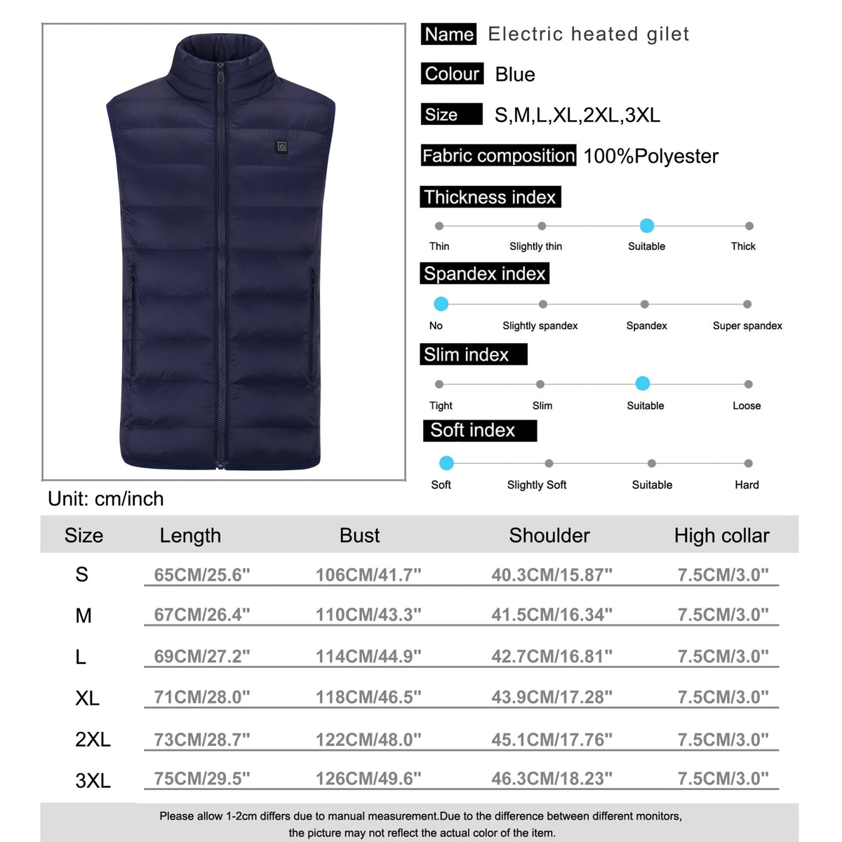 3 Heat Zone Navy Heated Vest