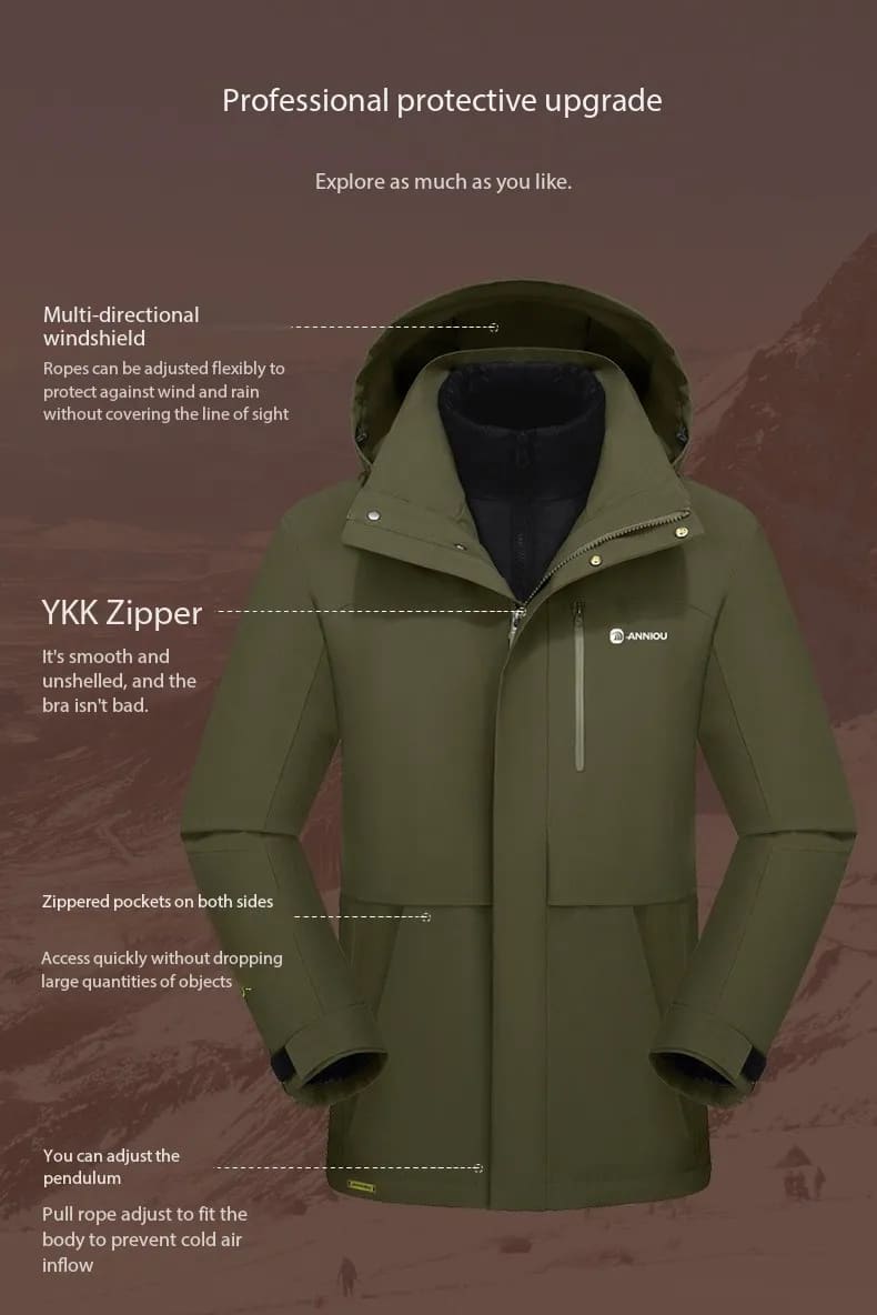 3 in 1 Goose Down Ski Jacket - Sun Protection Clothing