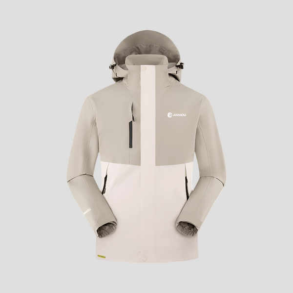 Men's Khaki and White 3 in 1 Waterproof Hiking Jacket by Anniou