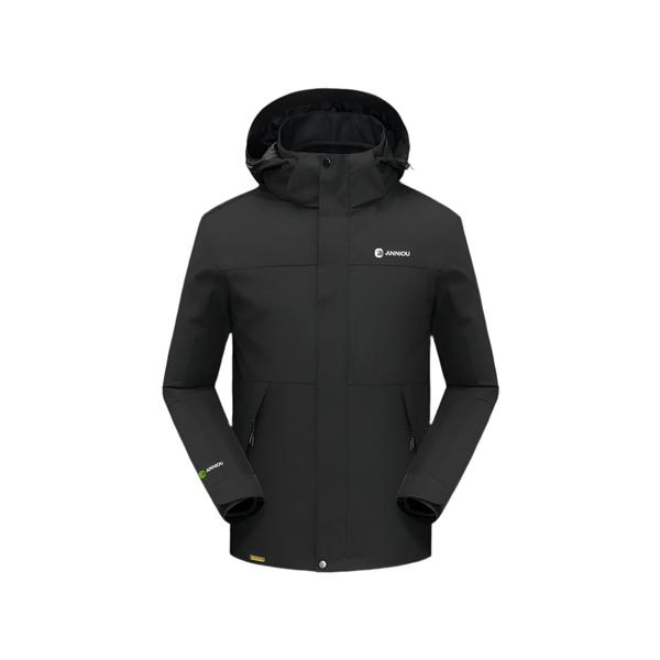 Black 3 - in - 1 Waterproof Jacket with hood by Anniou