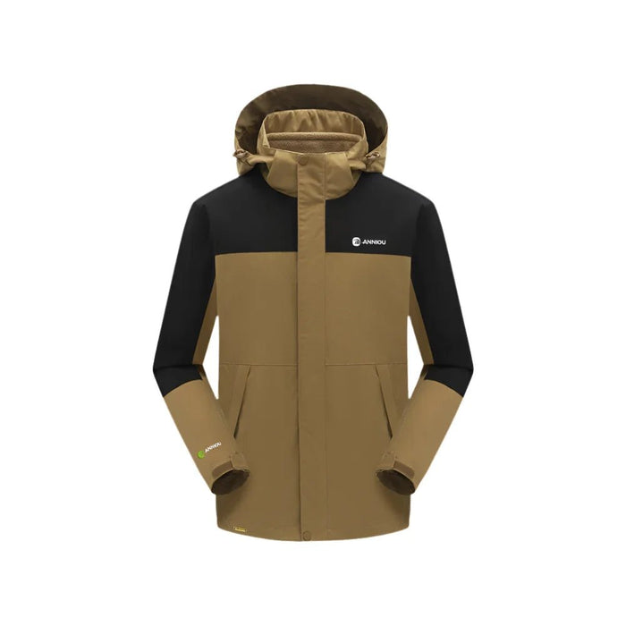brown and black 3 - in - 1 Waterproof Jacket with hood by Anniou