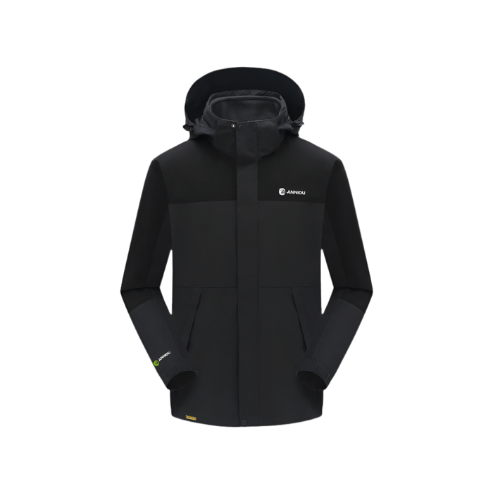 black 3 - in - 1 Waterproof Jacket with hood by Anniou