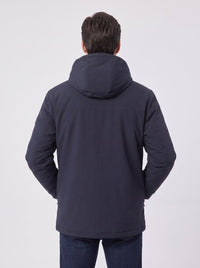Back of Mens #NavyBlue 9 Area Heated Softshell Jacket