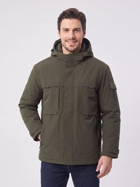 Mens #NavyGreen 9 Area Heated Softshell Jacket