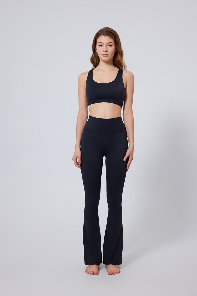 Black Asymmetric Back Sports Bra 