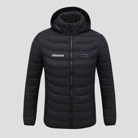 Black Puffer Duck Down Heated Jacket