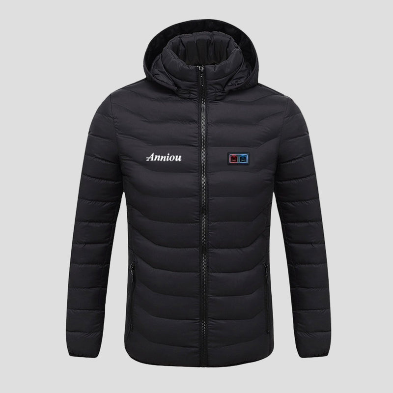 Black Puffer Duck Down Heated Jacket
