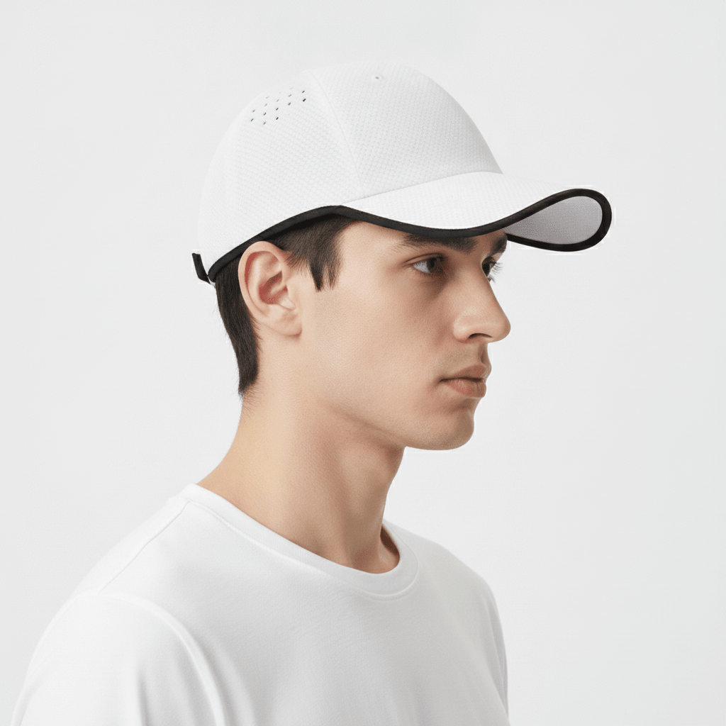 Image showing the side view of a white baseball cap
