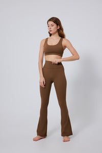 Brown Asymmetric Back Sports Bra 