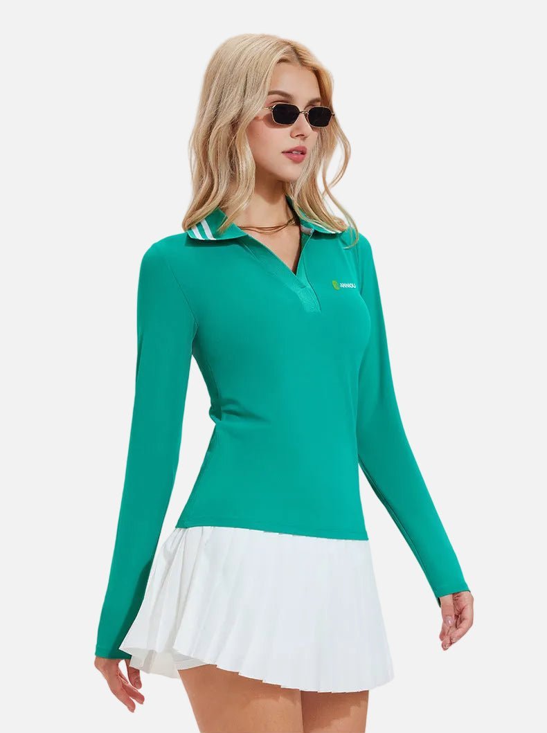 Green Long Sleeve Pickleball Polo