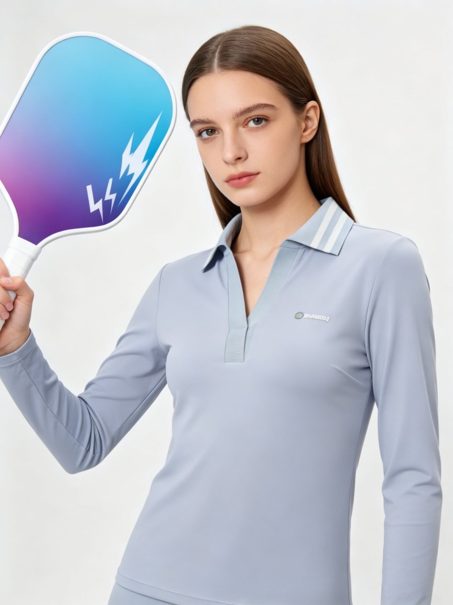 Light Blue Long Sleeve Pickleball Polo