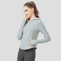 Light Grey Slim Hooded Sun Protection Sports Jacket UPF 50+