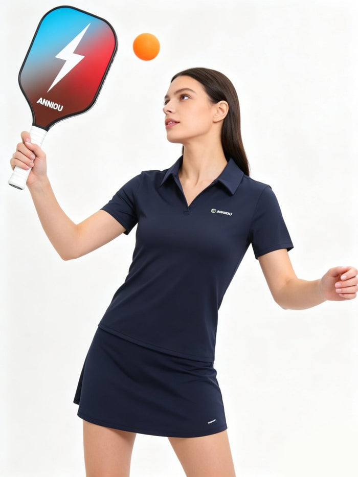 Navy Blue UPF 50+ Short Sleeve Pickleball Polo Shirt