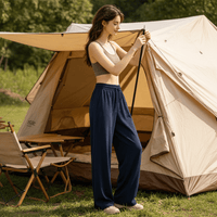 Navy Breathable UV Shield Wide Leg Trousers