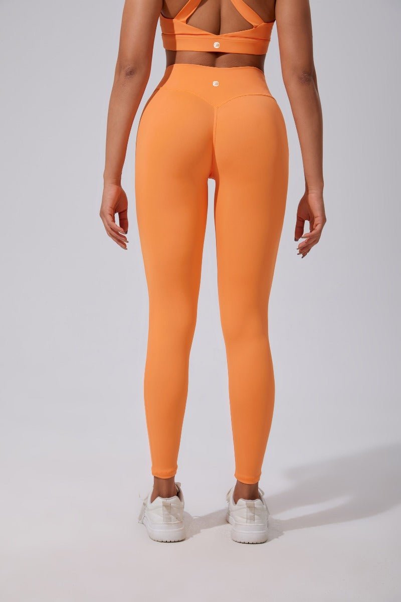 Orange Full Length Leggings UPF 50+ Butt Lift by Anniou