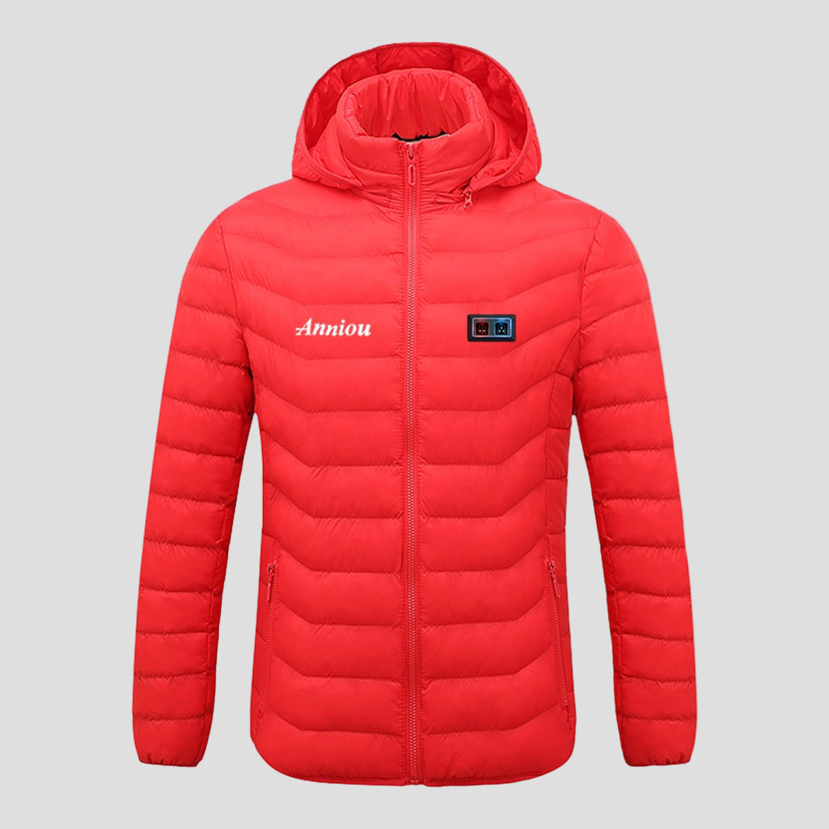 Red Puffer Duck Down Heated Jacket