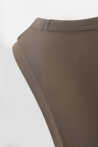Side Ruched Sports Vest Details in Brown