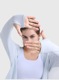 UPF 50+ Hooded Cropped Shirt thumhole design