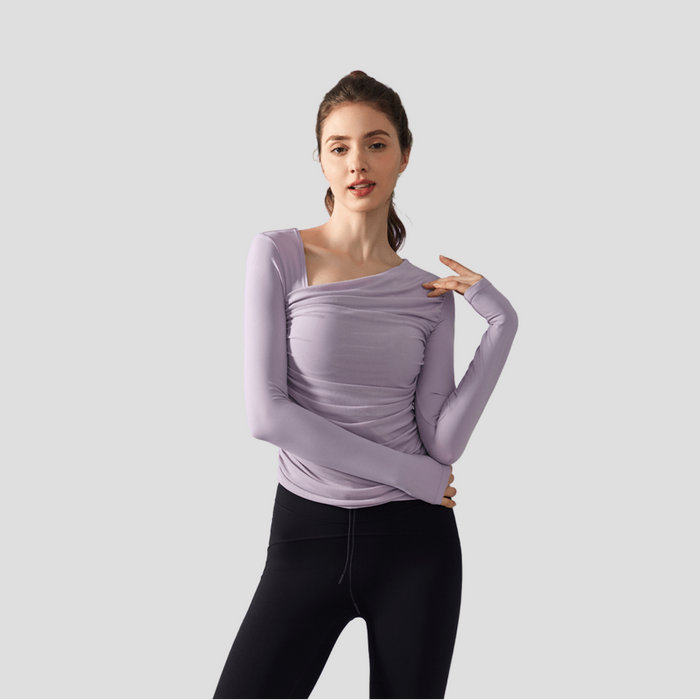 UV Purple Slant Collar Top