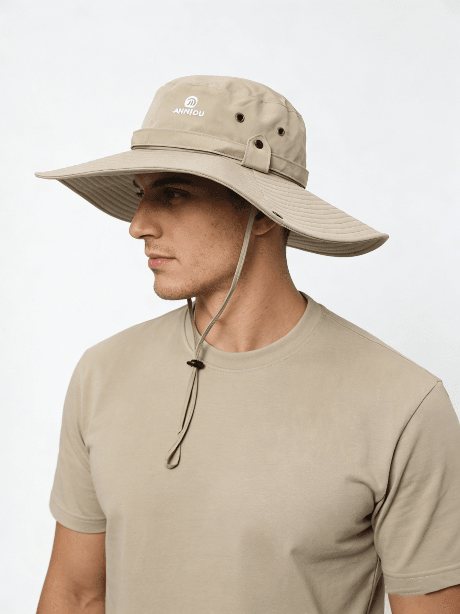 man wearing Wide Brim Sun Hat UPF 50+by Anniou