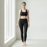 Women Black Cropped Yoga Leggings