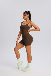 Brown Adjustable Sling Yoga Bodysuit