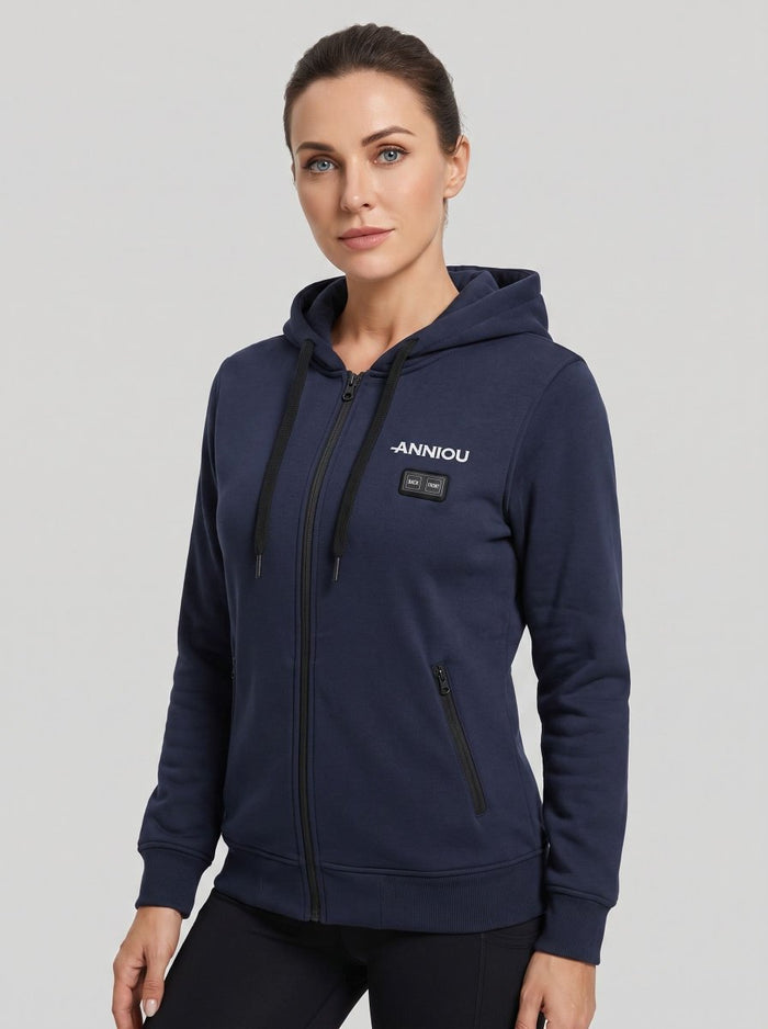 womens navy heated hoodie