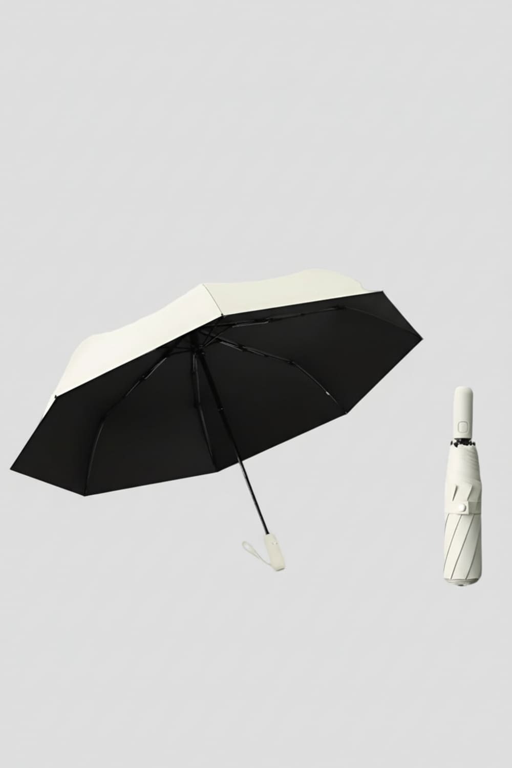 Beige Automatic Sun Protection Umbrella UPF 50+