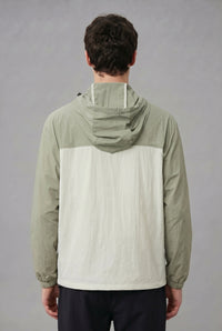 Mens green and beige UVhooded  jacket by Anniou