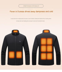 Black Heated Fleece Jacket 9 heat zones