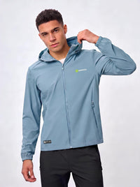 men's Blue UPF 100+ Sun Protection Hoodied Jacket