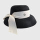 black UPF 50+ bow Straw Hat 