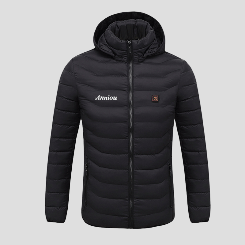 black puffer Single Button Heated Down Jacket