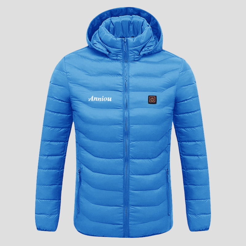 blue puffer Single Button Heated Down Jacket