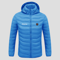 blue puffer Single Button Heated Down Jacket