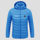blue puffer Single Button Heated Down Jacket