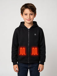 5 area Boys #Black Heated Zip Up Hoodie