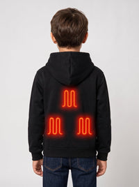 Back of 5 area Boys #Black Heated Zip Up Hoodie