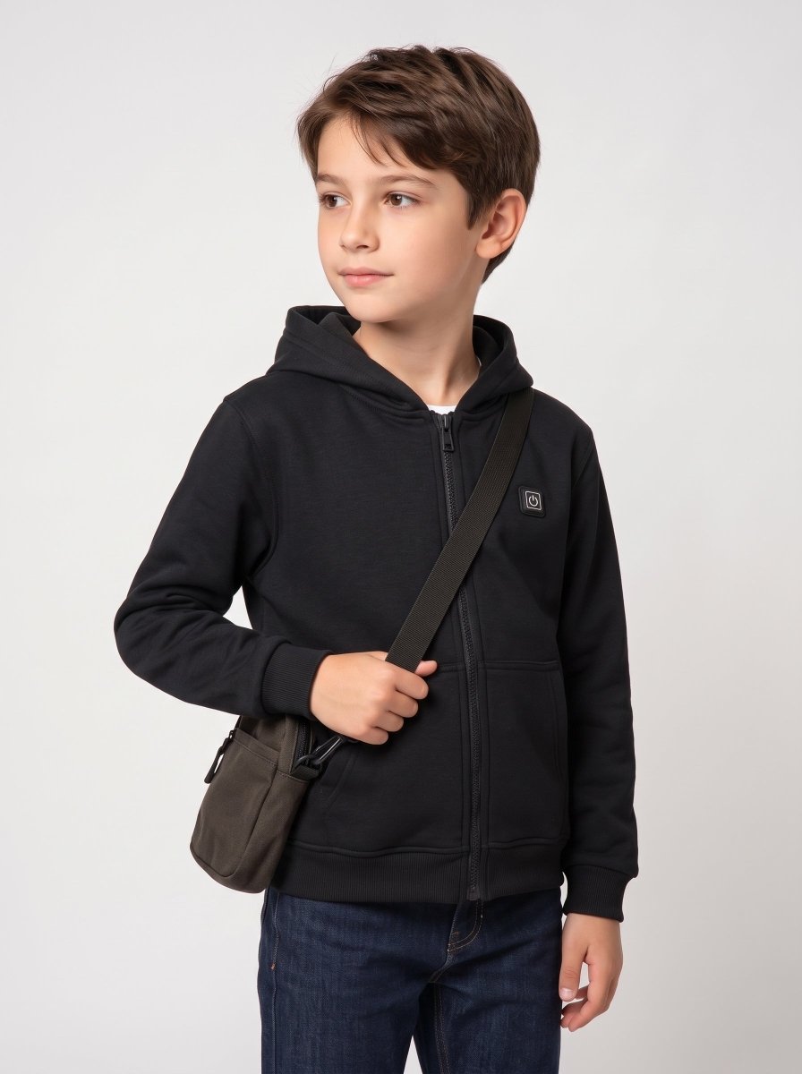 Warm Boys #Black Heated Hoodie Sweatshirt Jacket