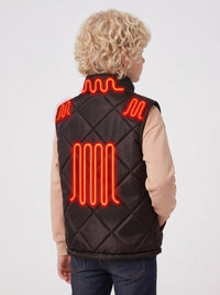 Rear of Boys Black Quilted Heated Gilet