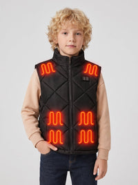 Boys Black Quilted Heated Gilet